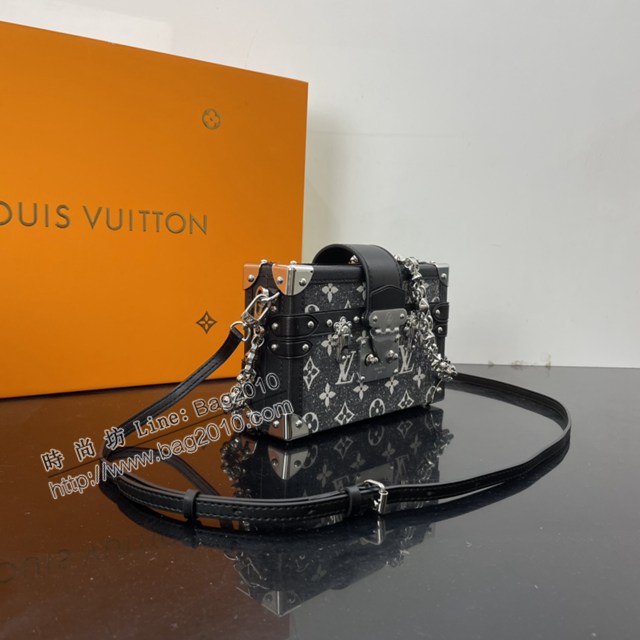 Lv路易威登2023專櫃新款Petite Malle手袋 LV提花丹寧布小硬箱斜挎包 M21462 ydh5032